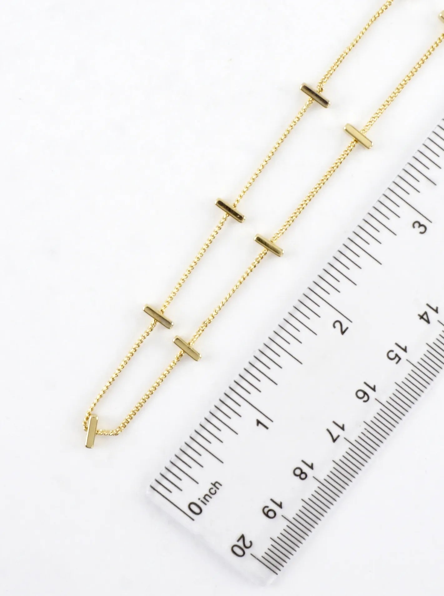 16 Inch Brass Bar Station Chain Necklace