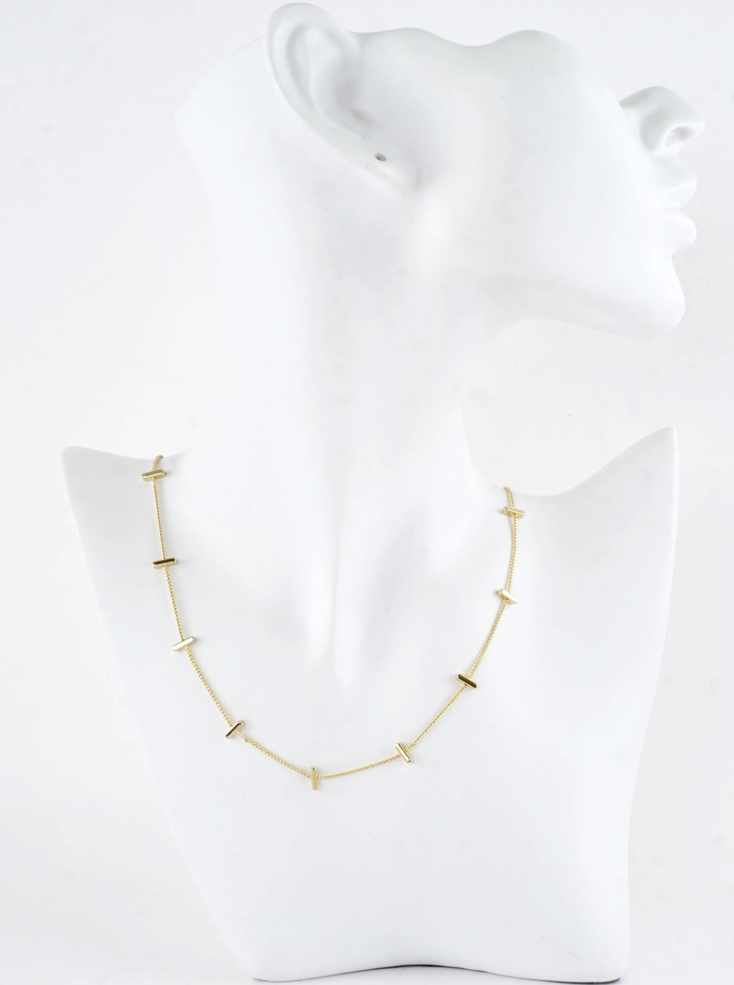 16 Inch Brass Bar Station Chain Necklace