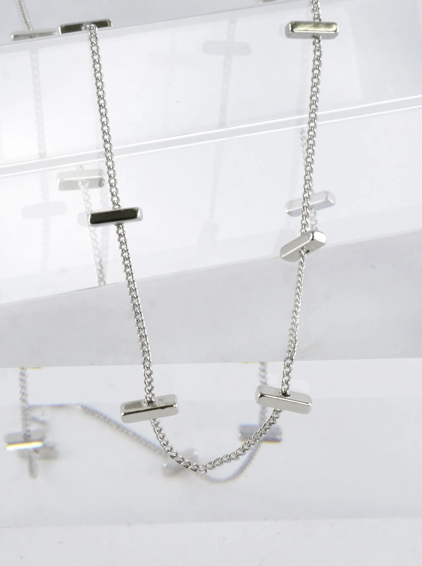 16 Inch Brass Bar Station Chain Necklace