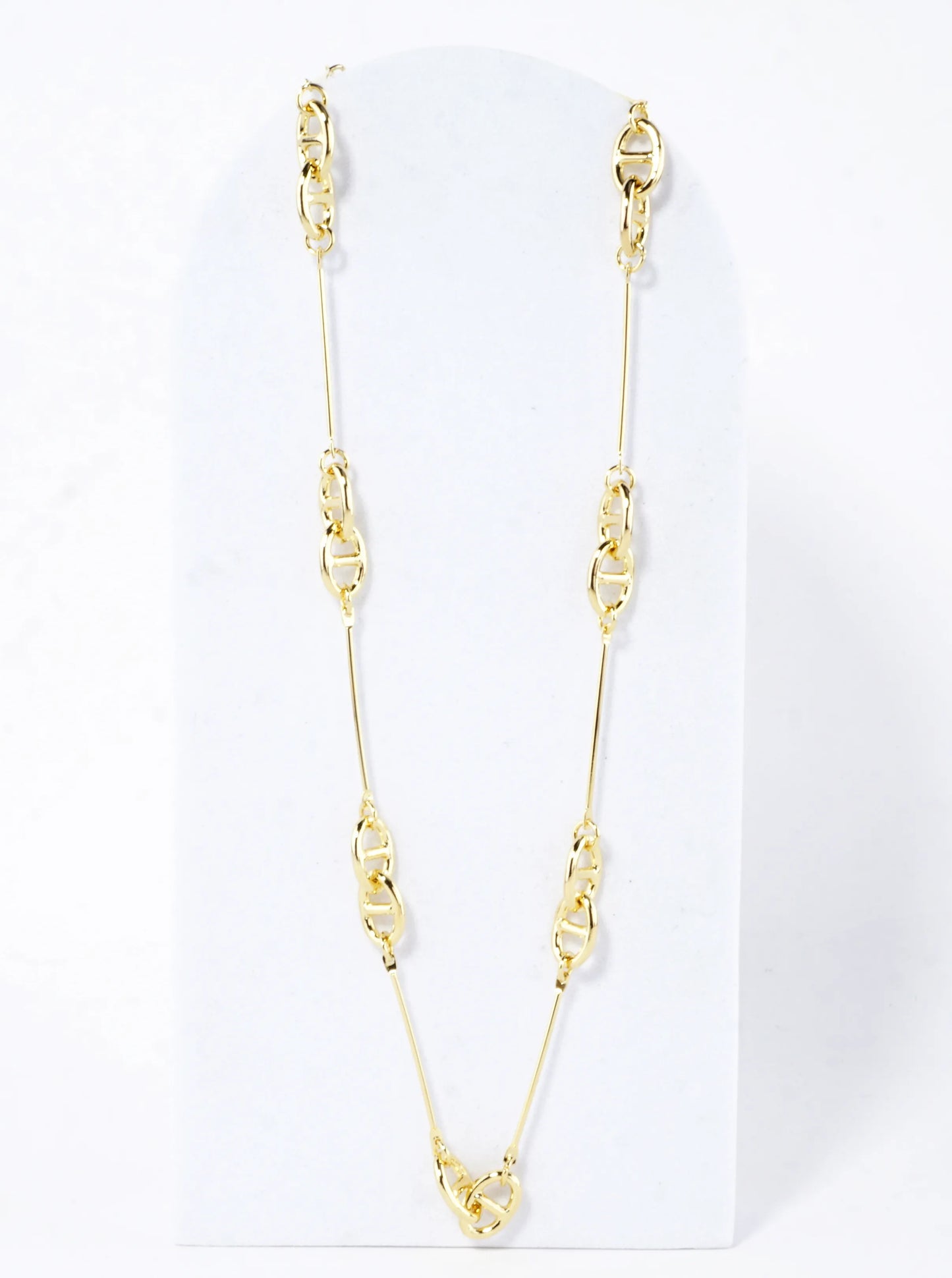 16 Inch Brass Bar And Anchor Link Chain Necklace