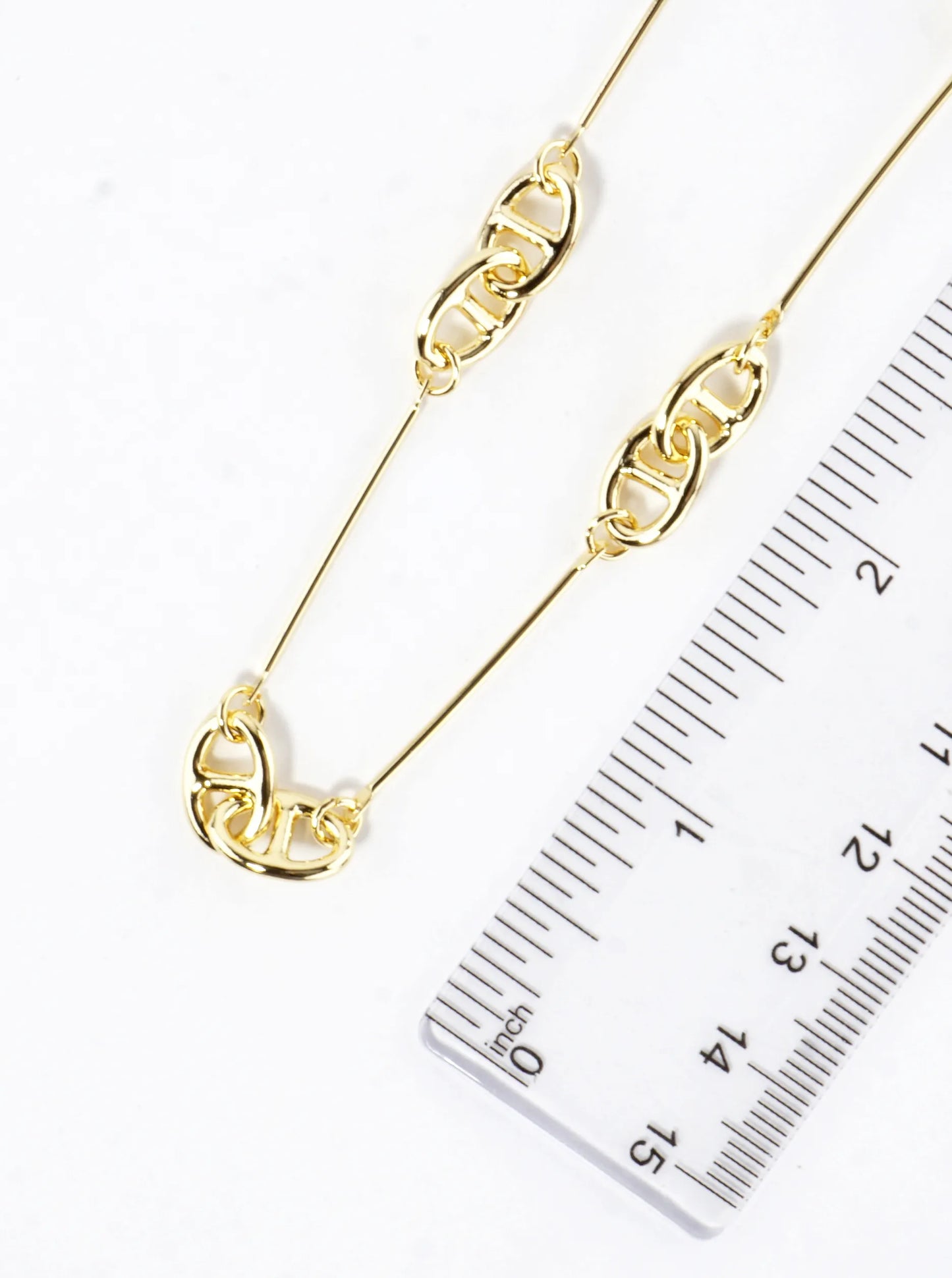 16 Inch Brass Bar And Anchor Link Chain Necklace