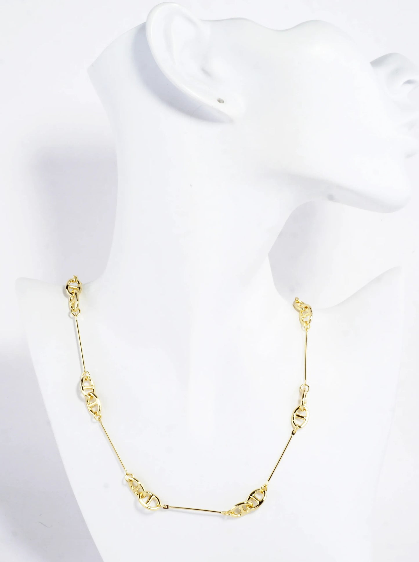 16 Inch Brass Bar And Anchor Link Chain Necklace