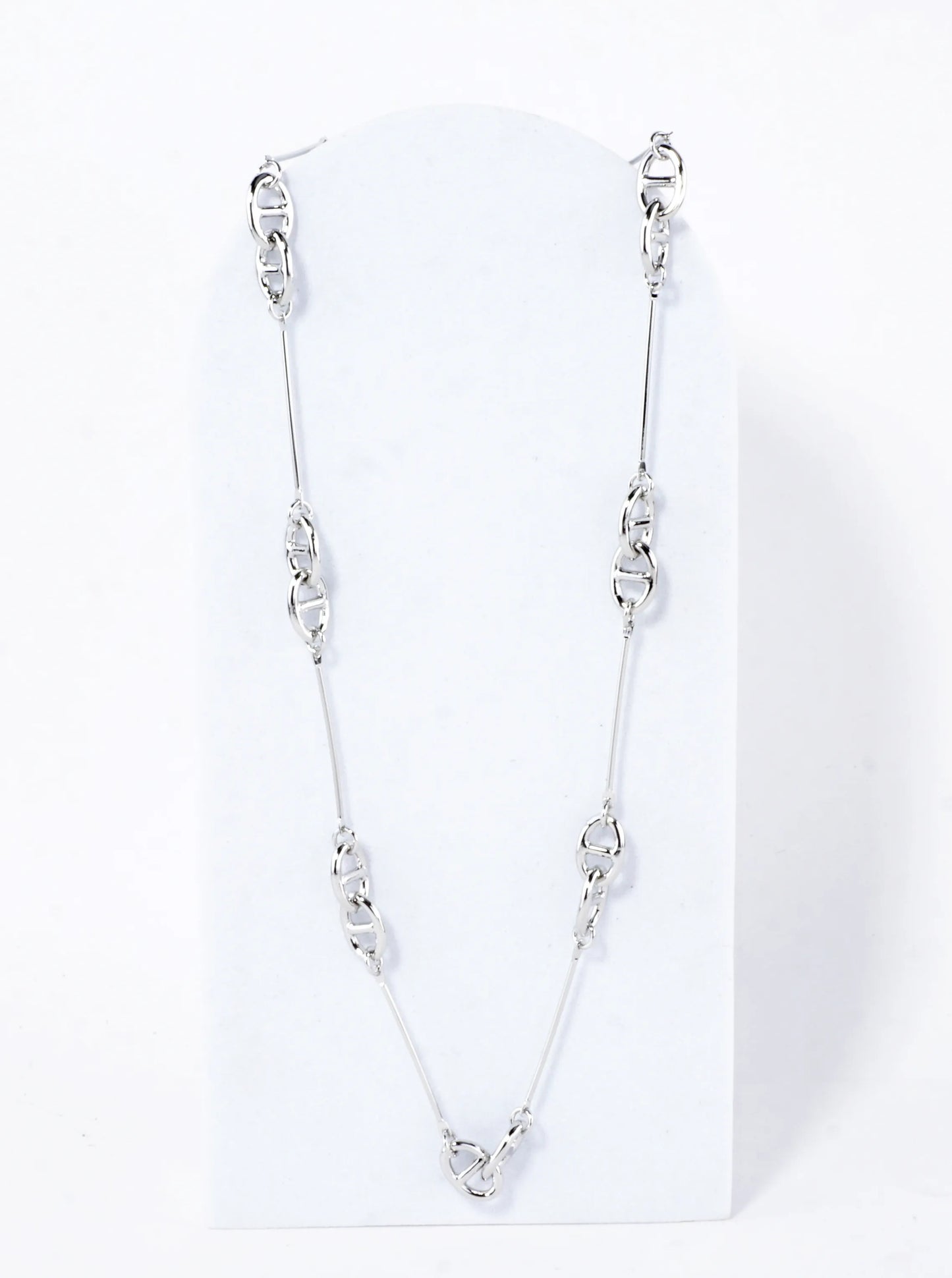 16 Inch Brass Bar And Anchor Link Chain Necklace