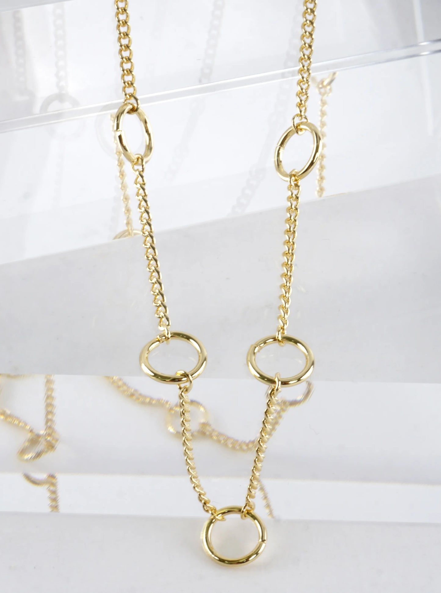 16 Inch Brass Circle Station Chain Necklace