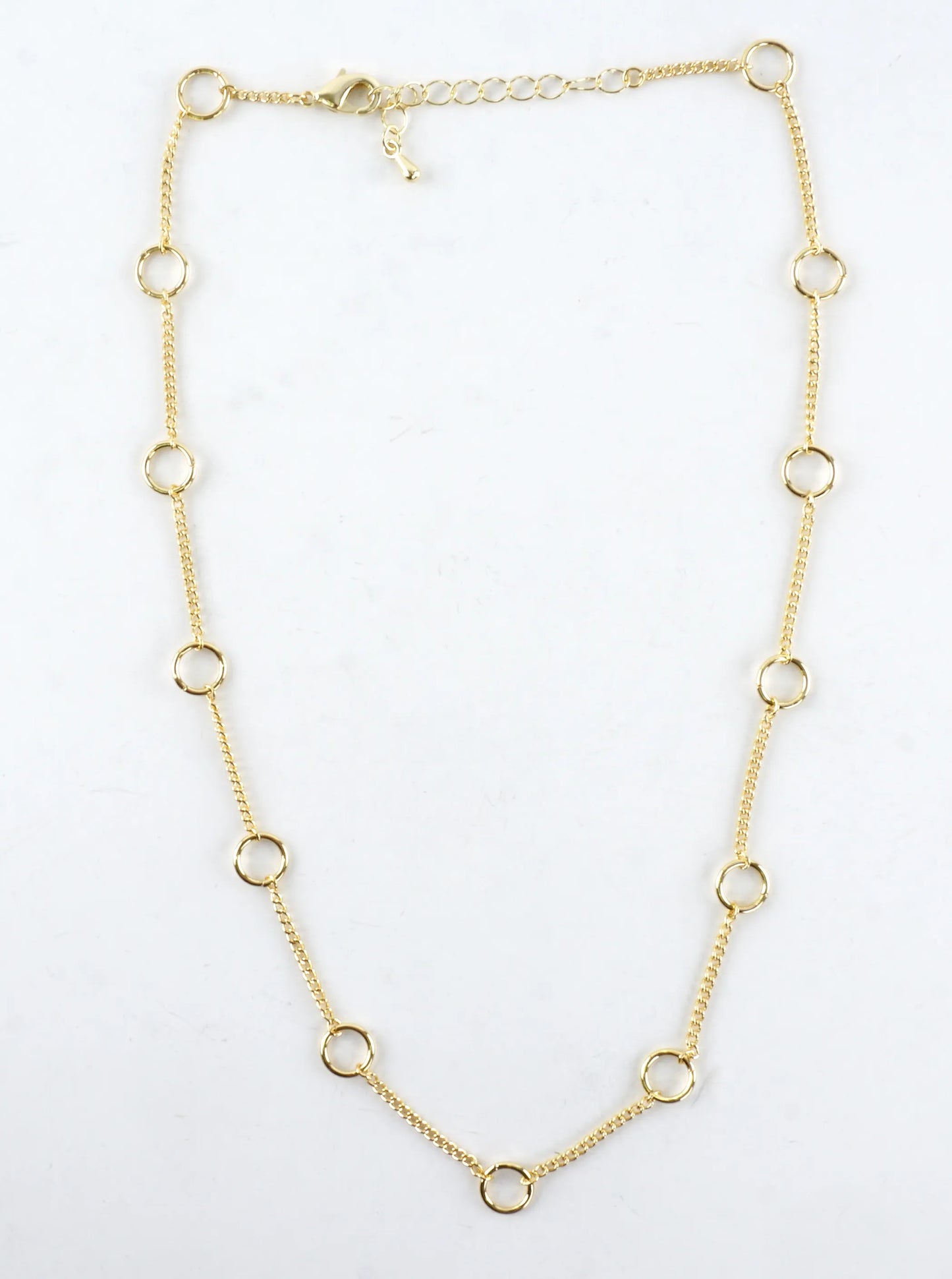 16 Inch Brass Circle Station Chain Necklace