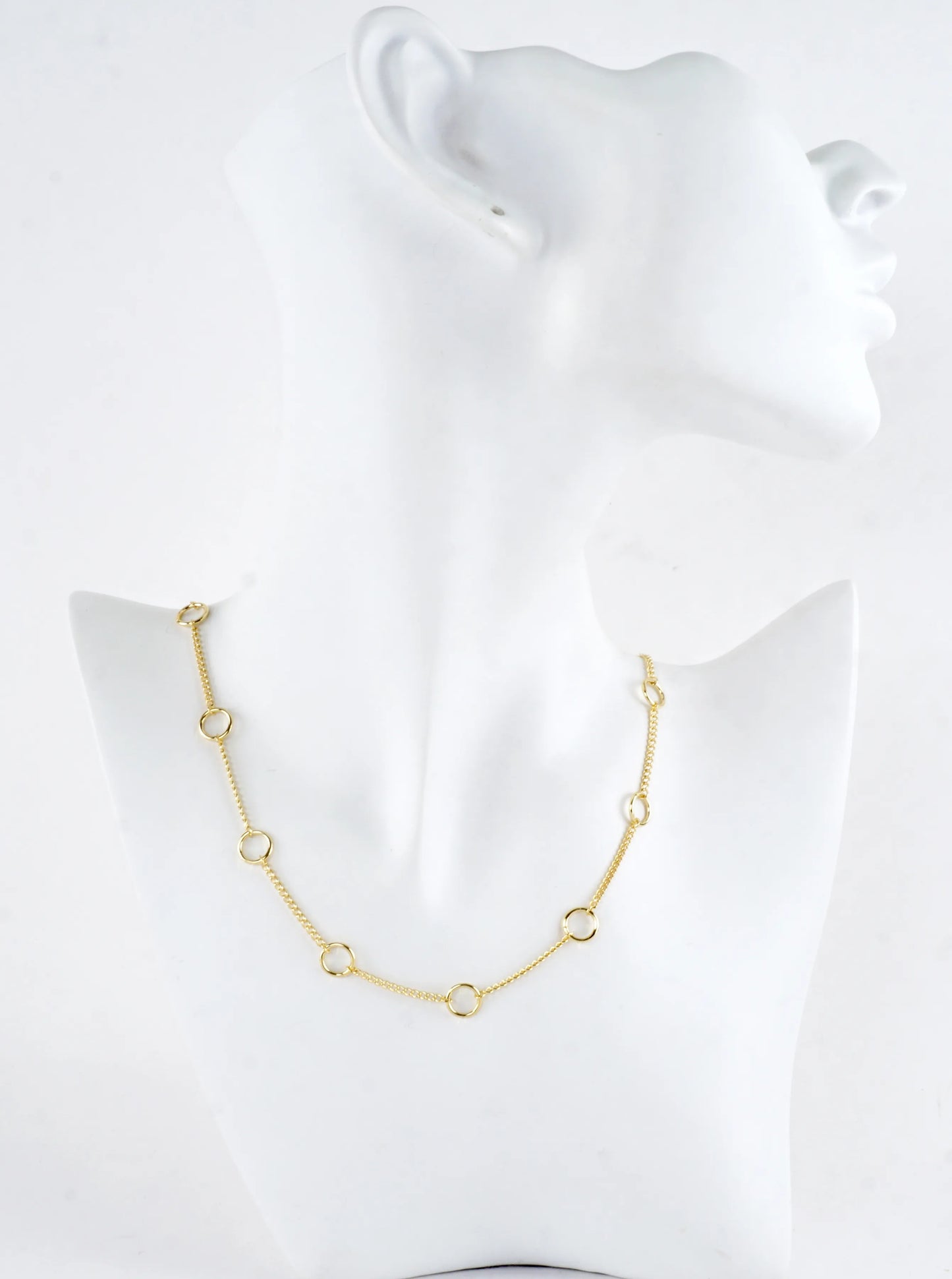 16 Inch Brass Circle Station Chain Necklace