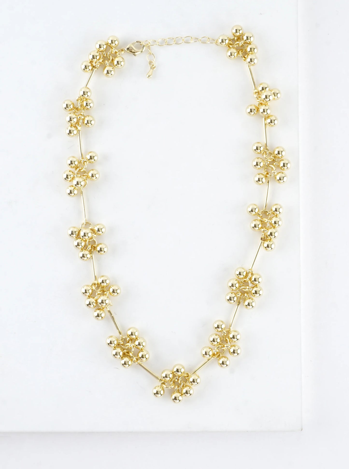16 Inch Brass Cluster Beads Station Chain Necklace