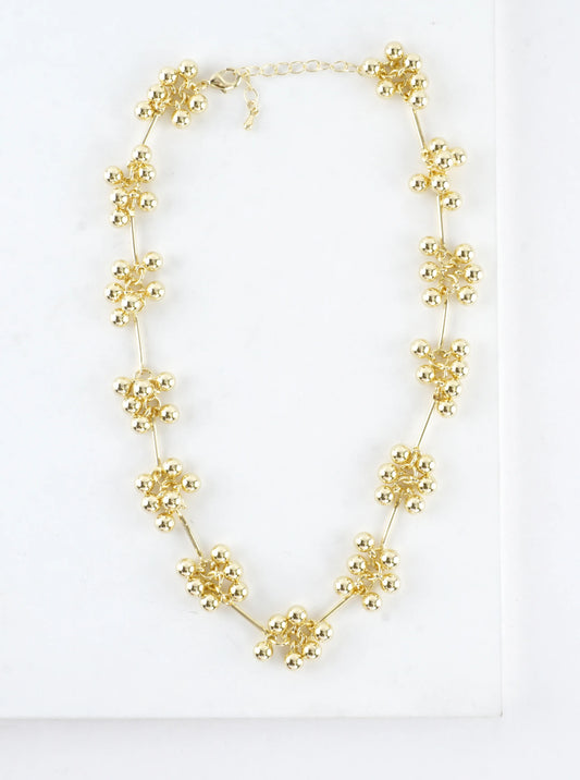 16 Inch Brass Cluster Beads Station Chain Necklace