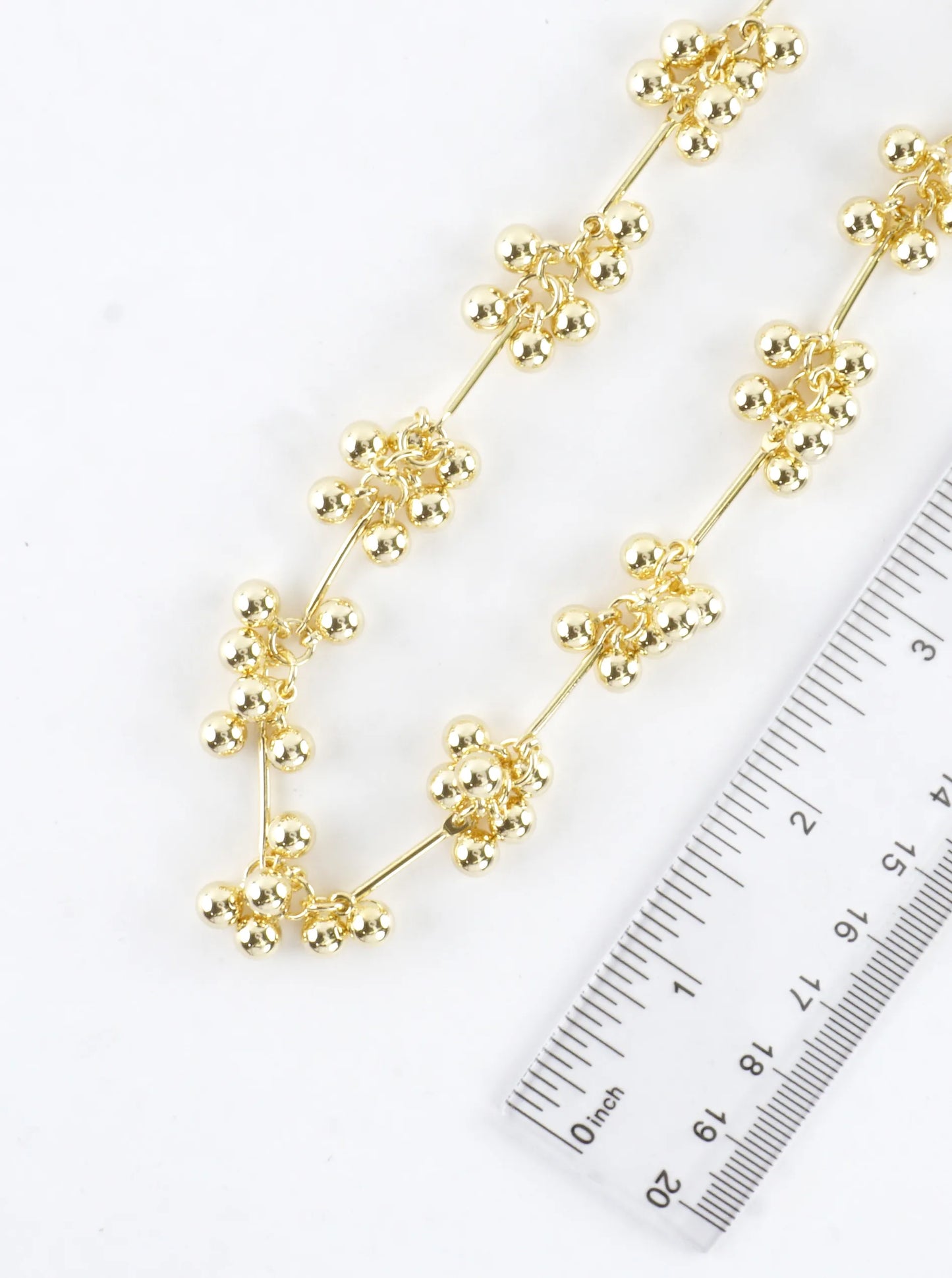 16 Inch Brass Cluster Beads Station Chain Necklace
