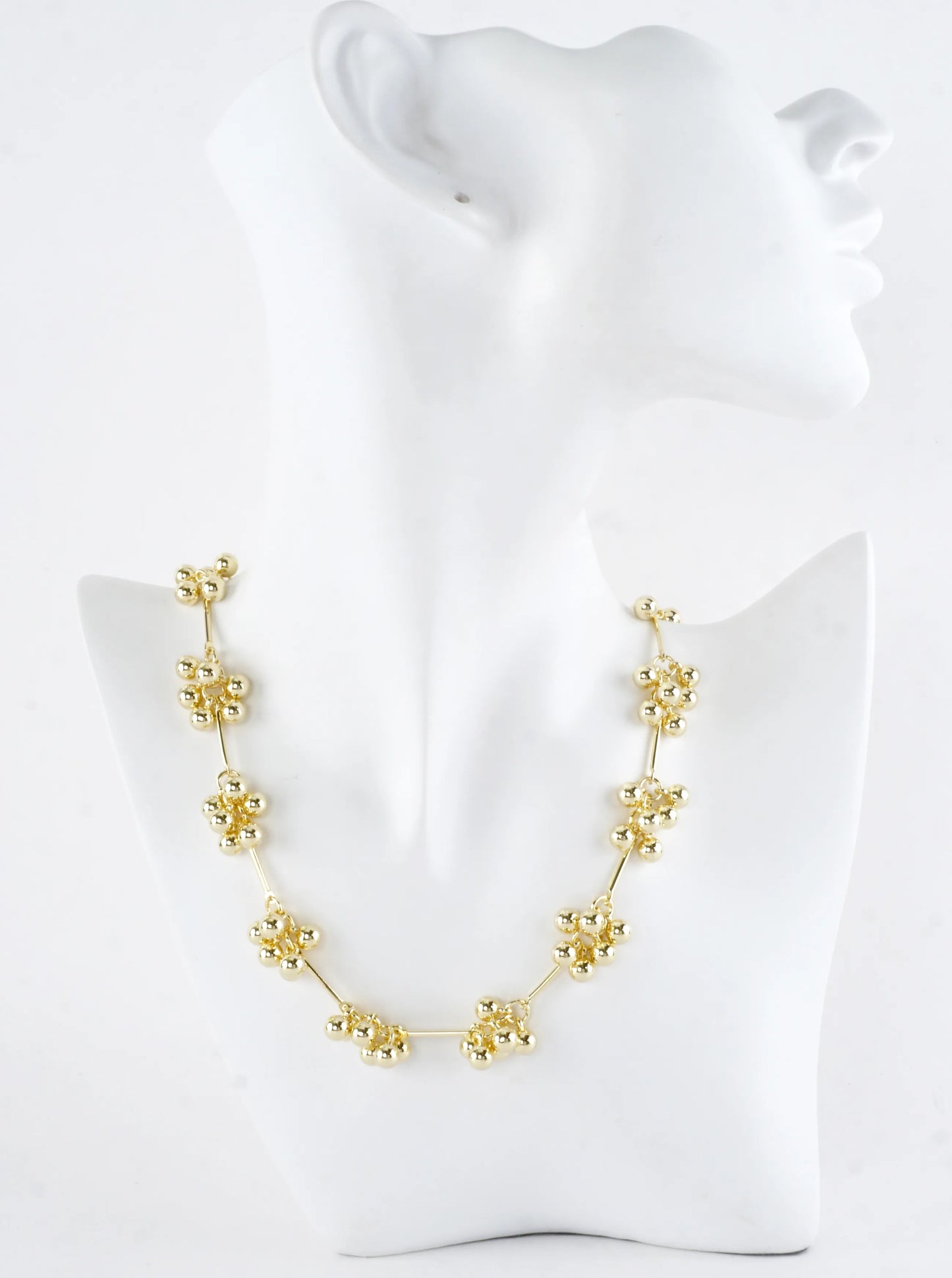 16 Inch Brass Cluster Beads Station Chain Necklace