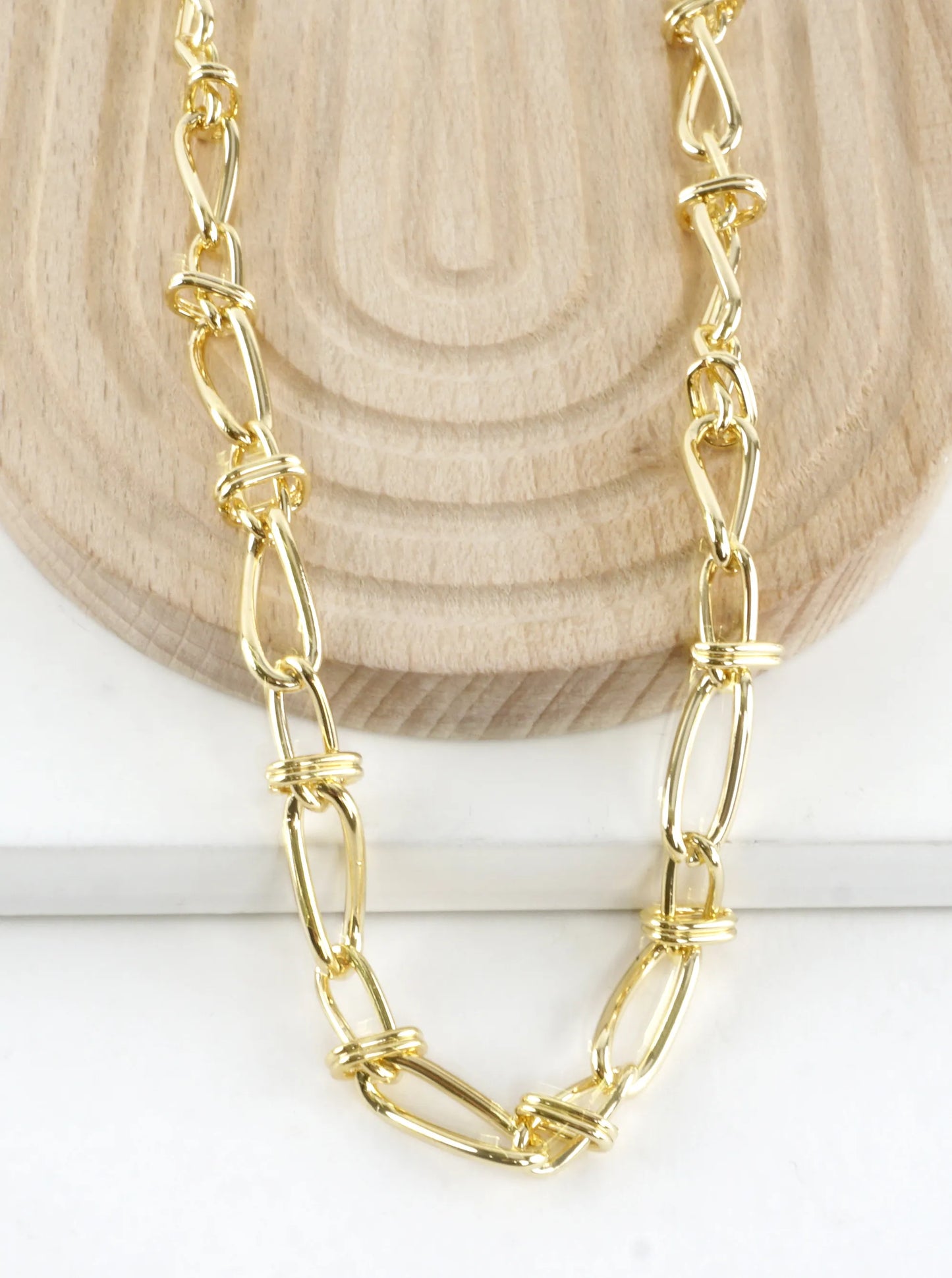 16 Inch Brass Twisted Figure Eight Chain Necklace