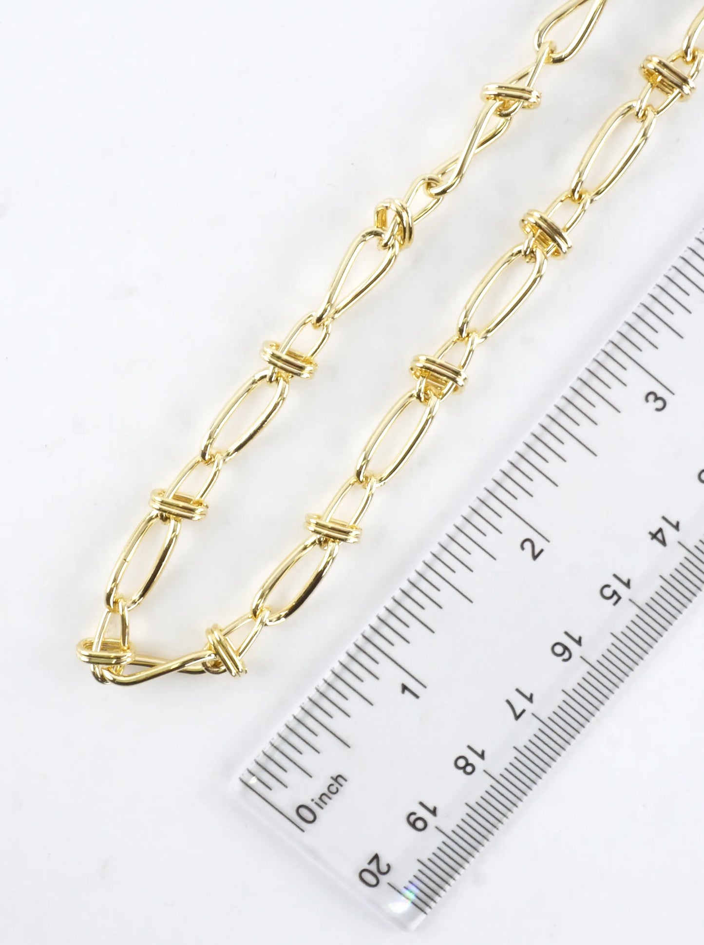 16 Inch Brass Twisted Figure Eight Chain Necklace