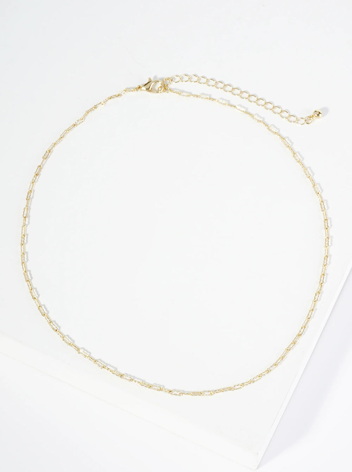 16 Inch Delicate Textured Link Chain Necklace
