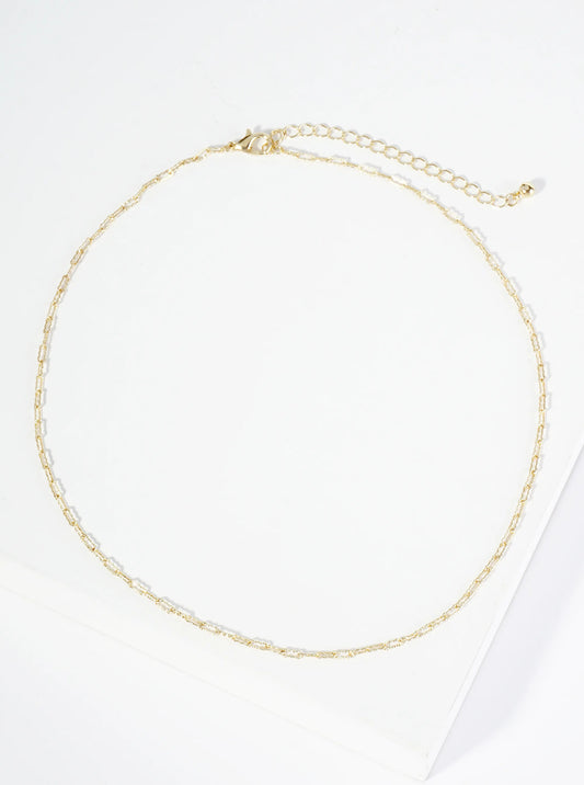 16 Inch Delicate Textured Link Chain Necklace