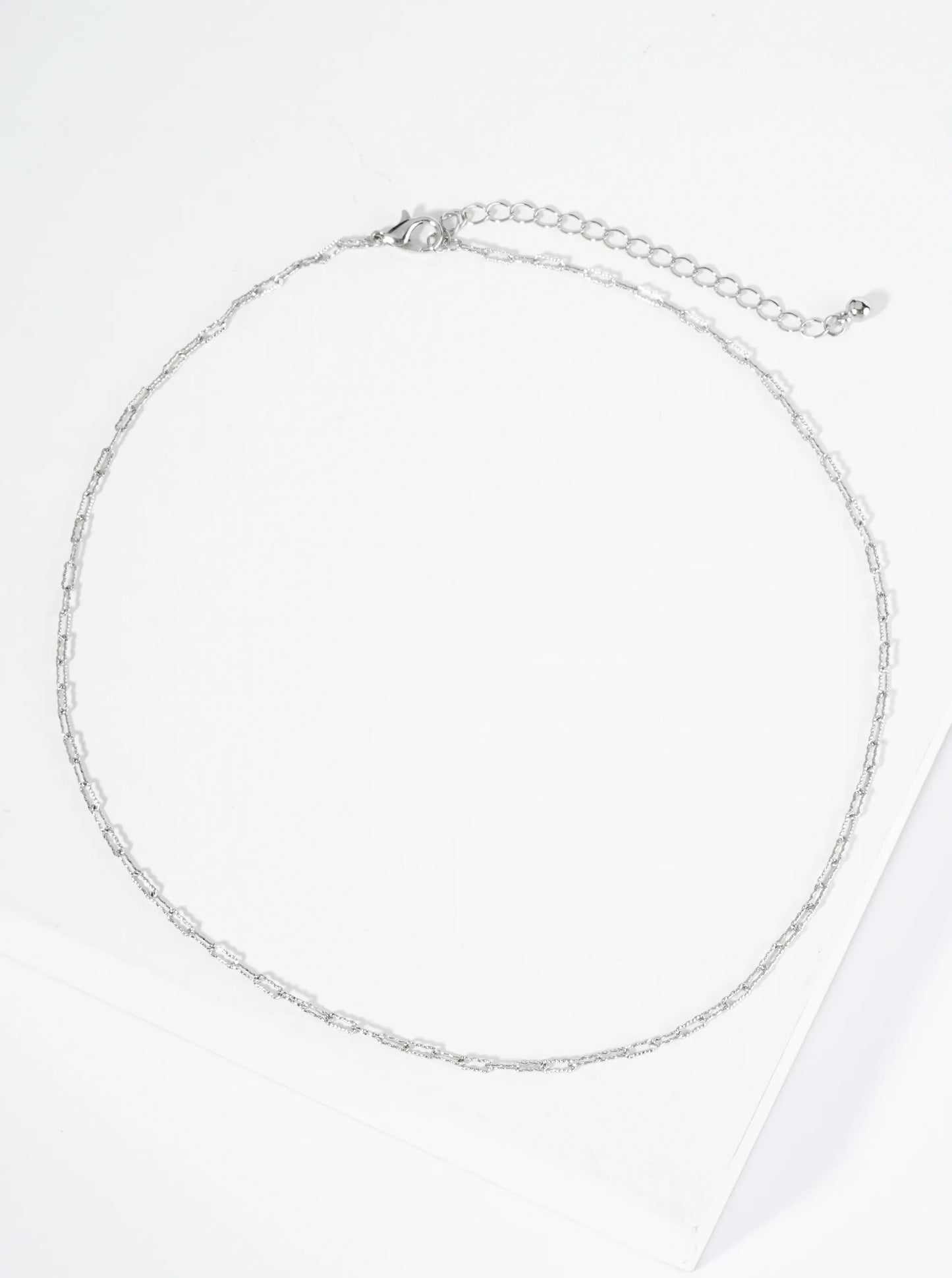 16 Inch Delicate Textured Link Chain Necklace