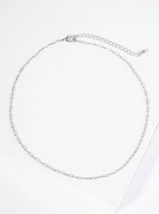 16 Inch Delicate Textured Link Chain Necklace