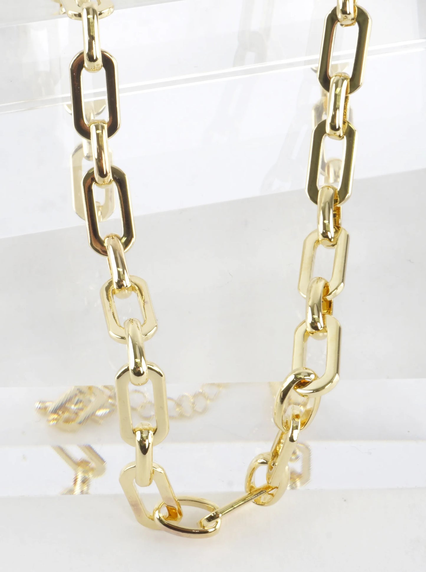 16 Inch Mirror Brass Oval Link Chain Necklace