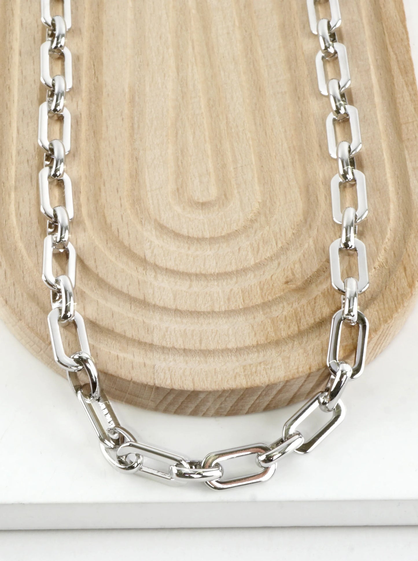 16 Inch Mirror Brass Oval Link Chain Necklace