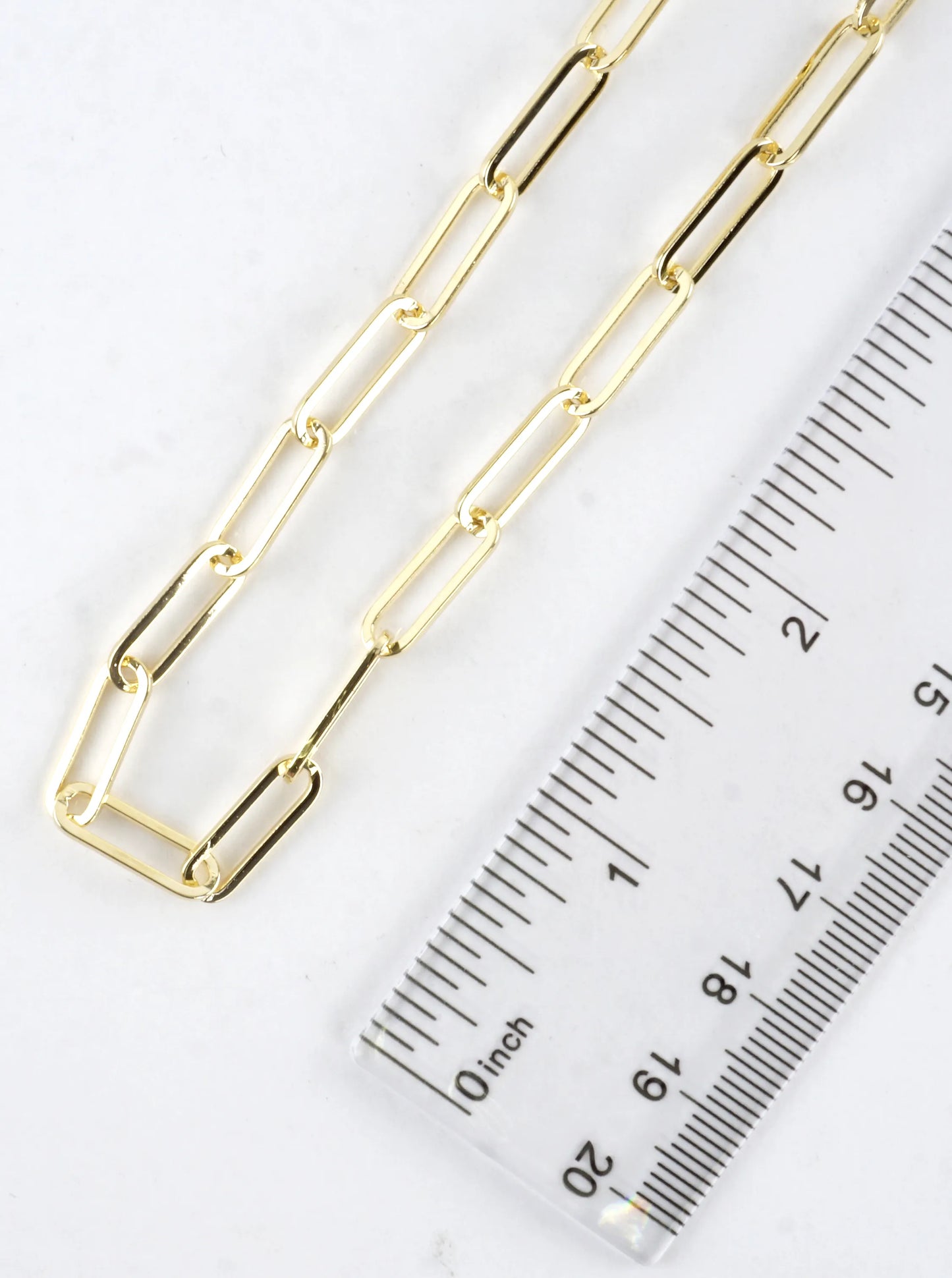 16 Inch Polished Brass Paperclip Chain Necklace
