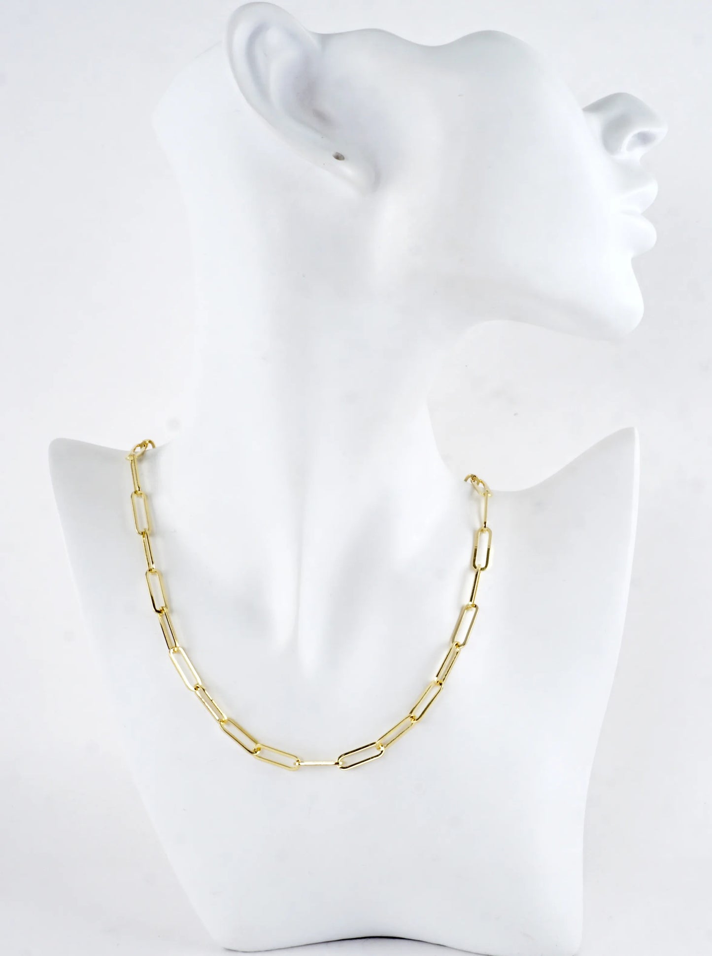 16 Inch Polished Brass Paperclip Chain Necklace