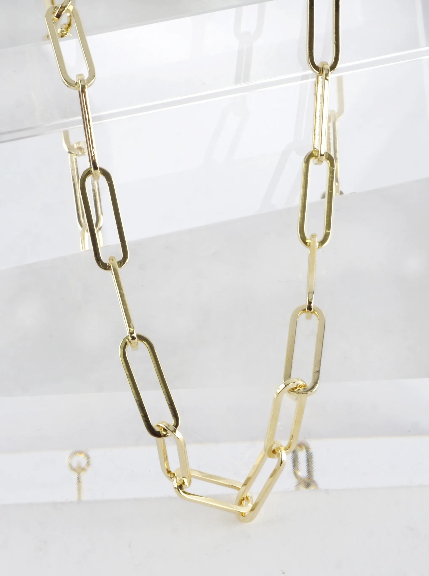 16 Inch Polished Brass Paperclip Chain Necklace