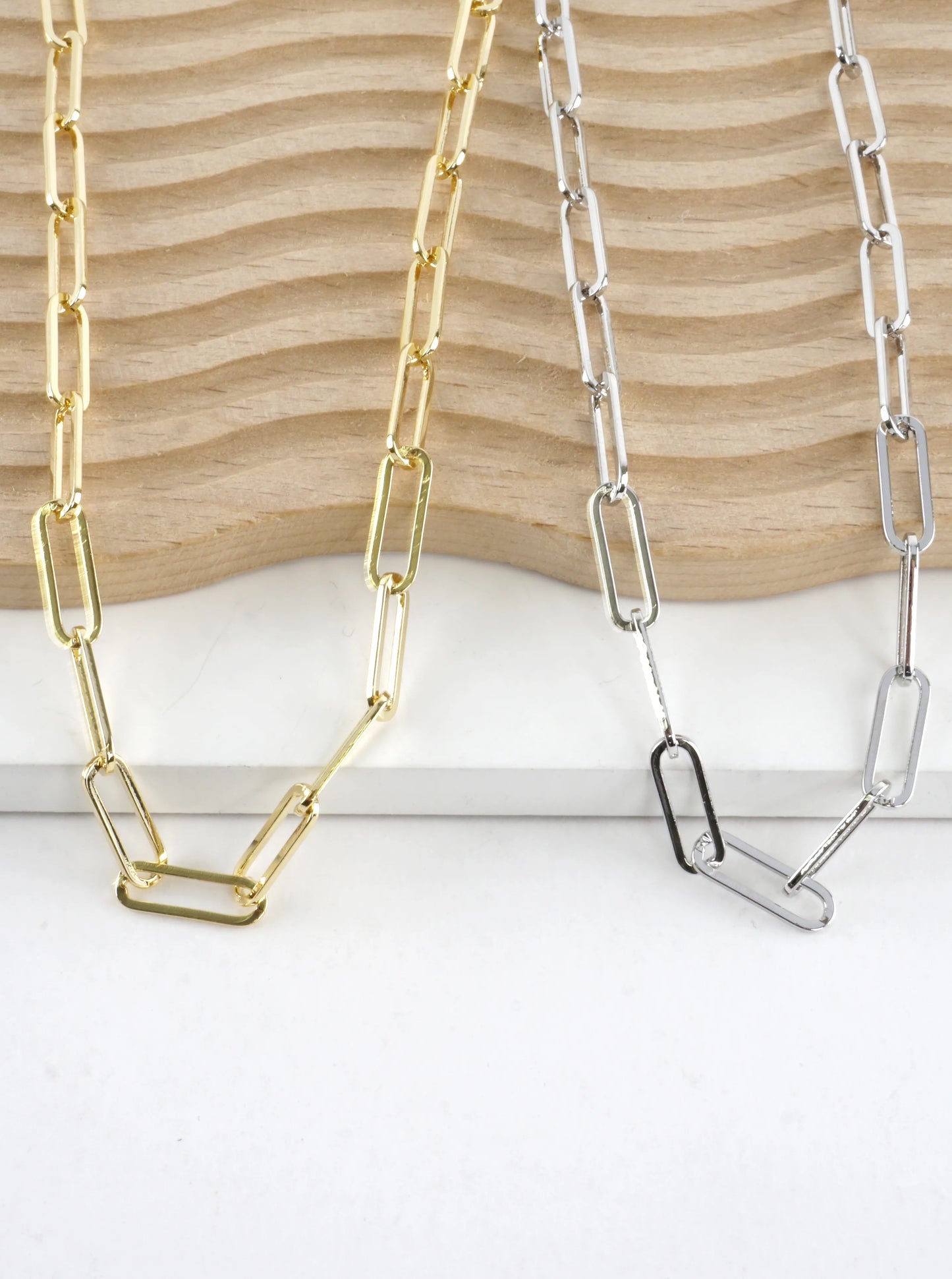 16 Inch Polished Brass Paperclip Chain Necklace