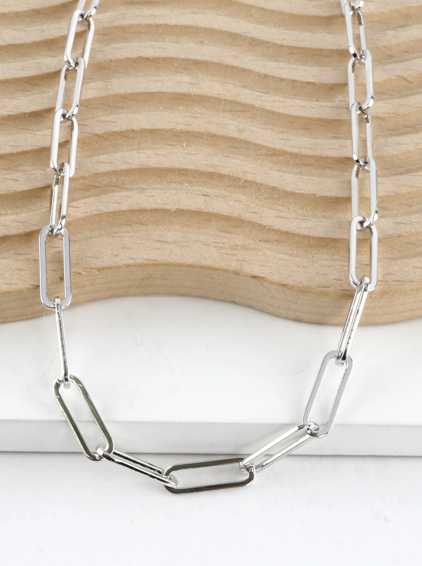 16 Inch Polished Brass Paperclip Chain Necklace