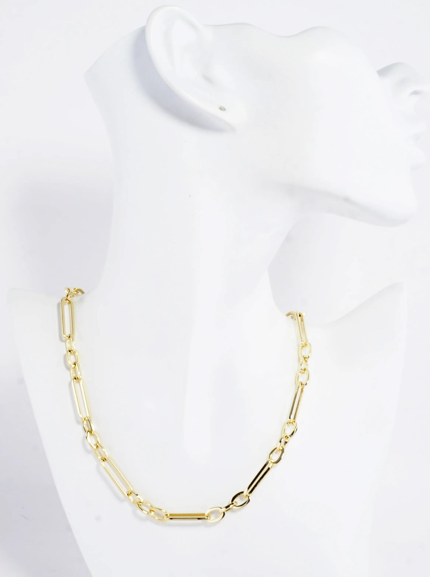 16 Inch Polished Link Paperclip Chain Necklace