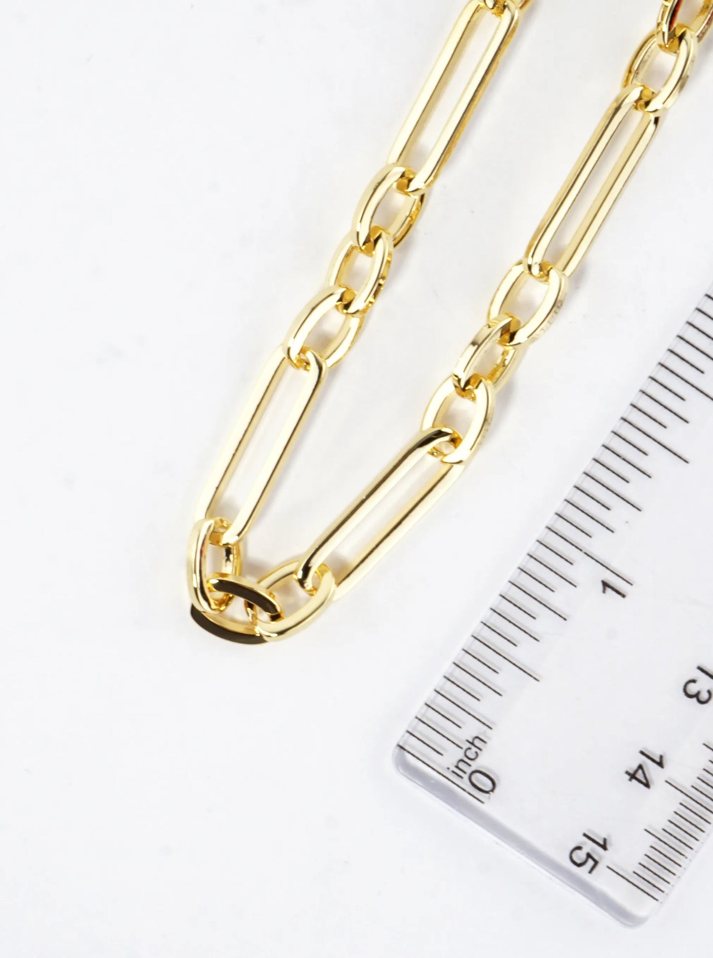 16 Inch Polished Link Paperclip Chain Necklace