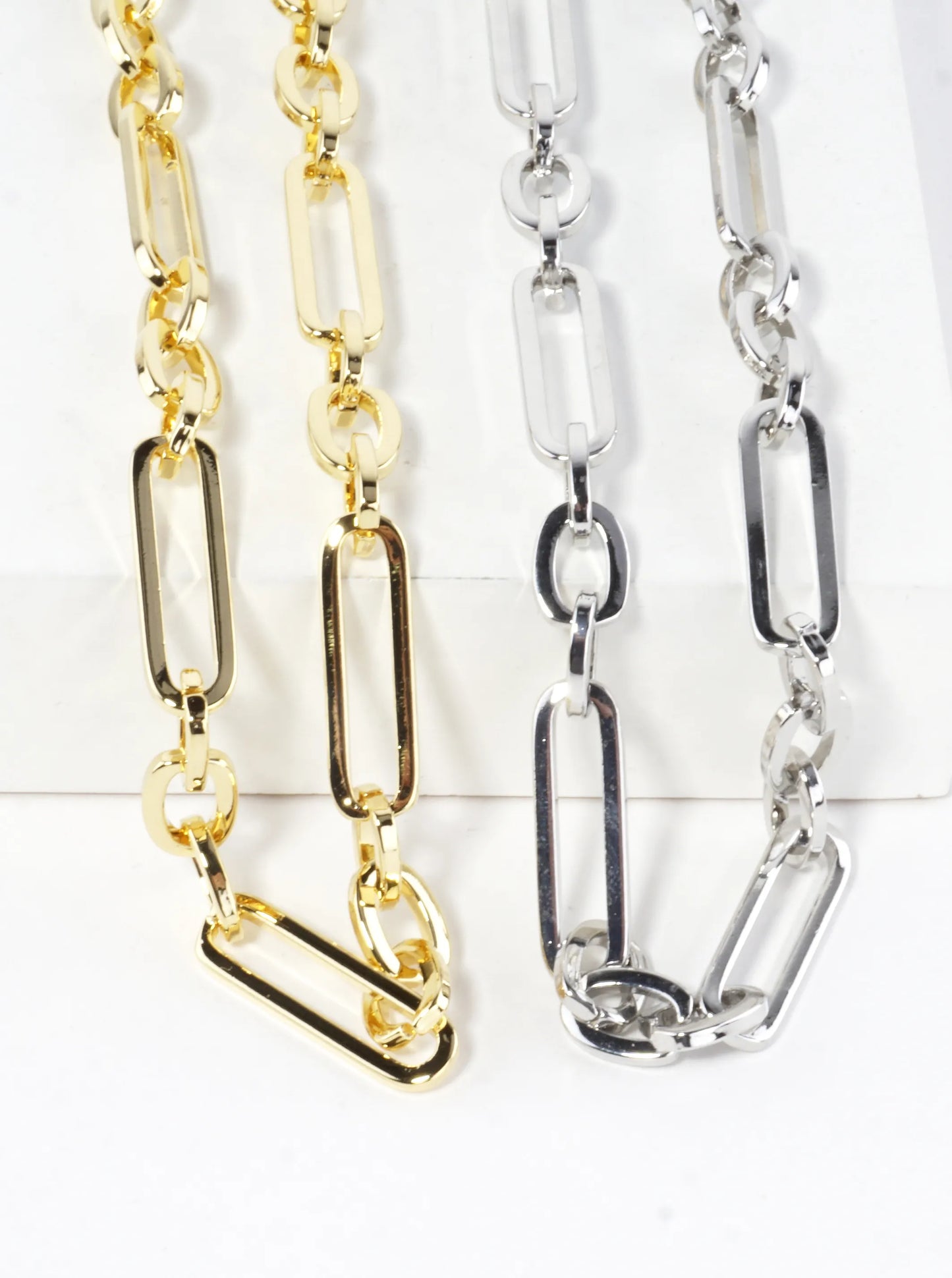16 Inch Polished Link Paperclip Chain Necklace