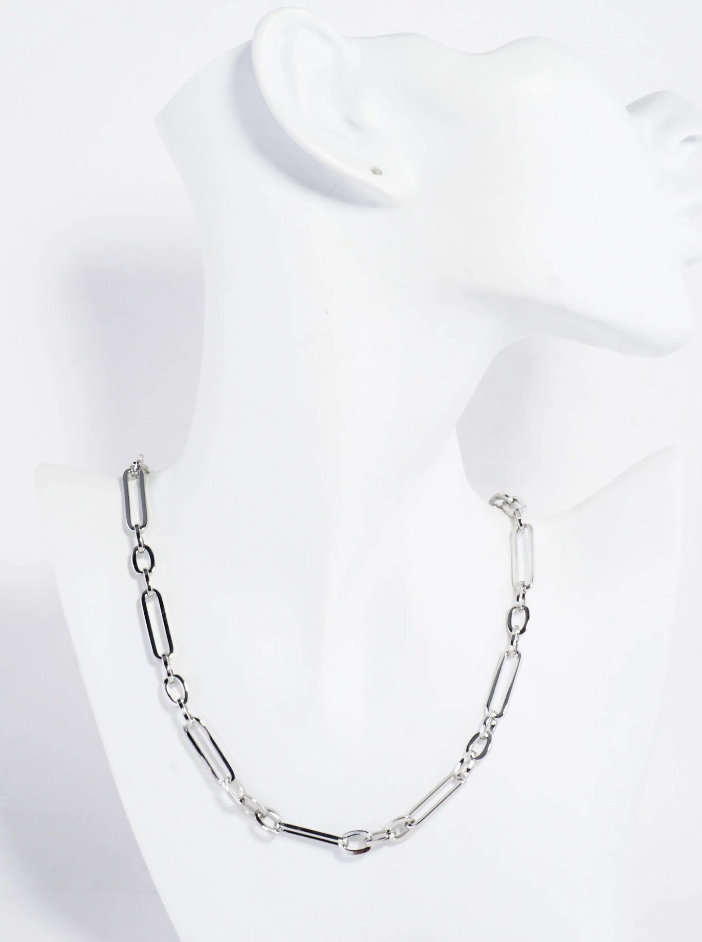 16 Inch Polished Link Paperclip Chain Necklace