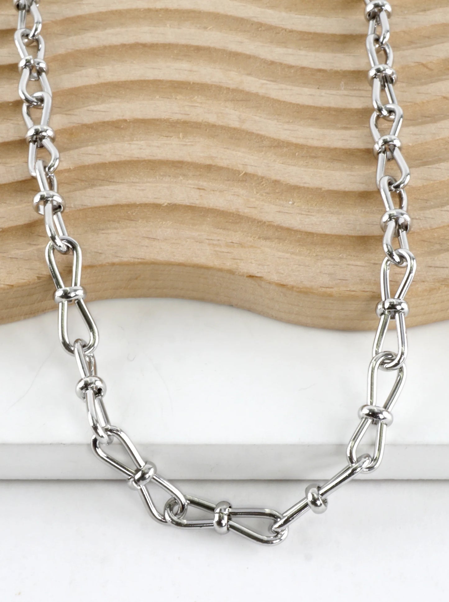 16 Inch Stainless Steel Pinch Link Chain Necklace