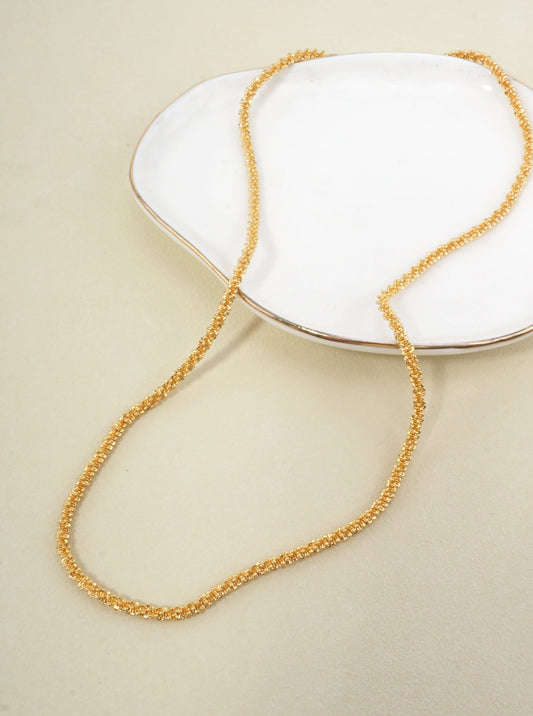 16 Inch Textured Artistic Brass Chain Necklace