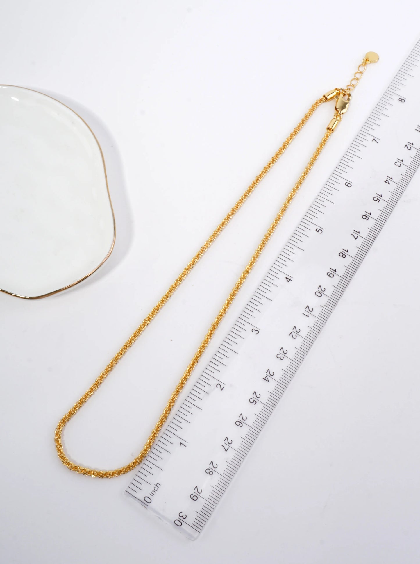 16 Inch Textured Artistic Brass Chain Necklace