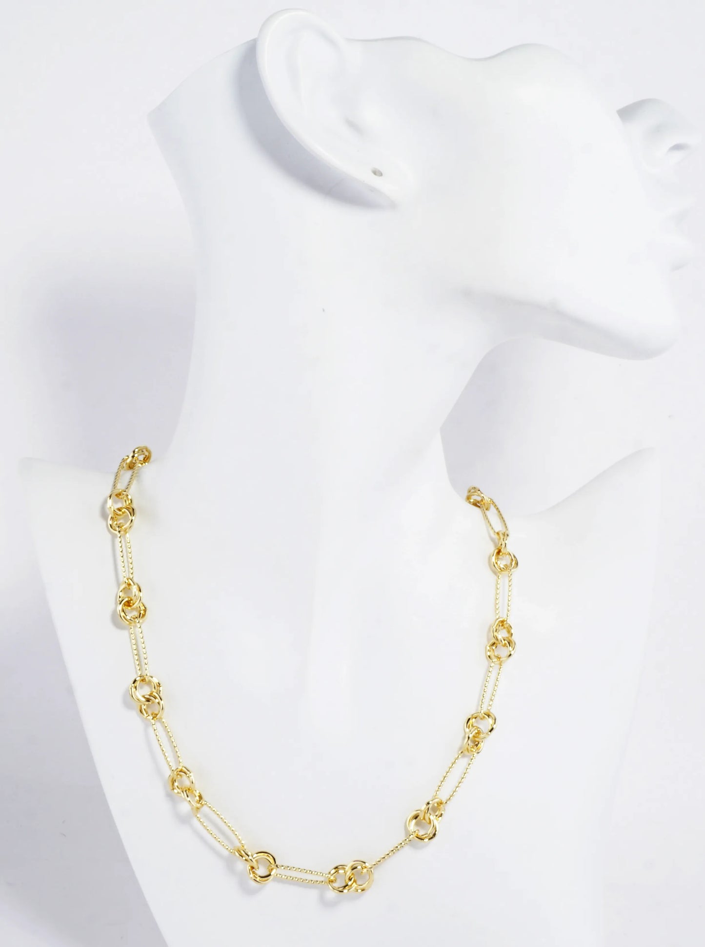 16 Inch Textured Brass Love Knot Chain Necklace