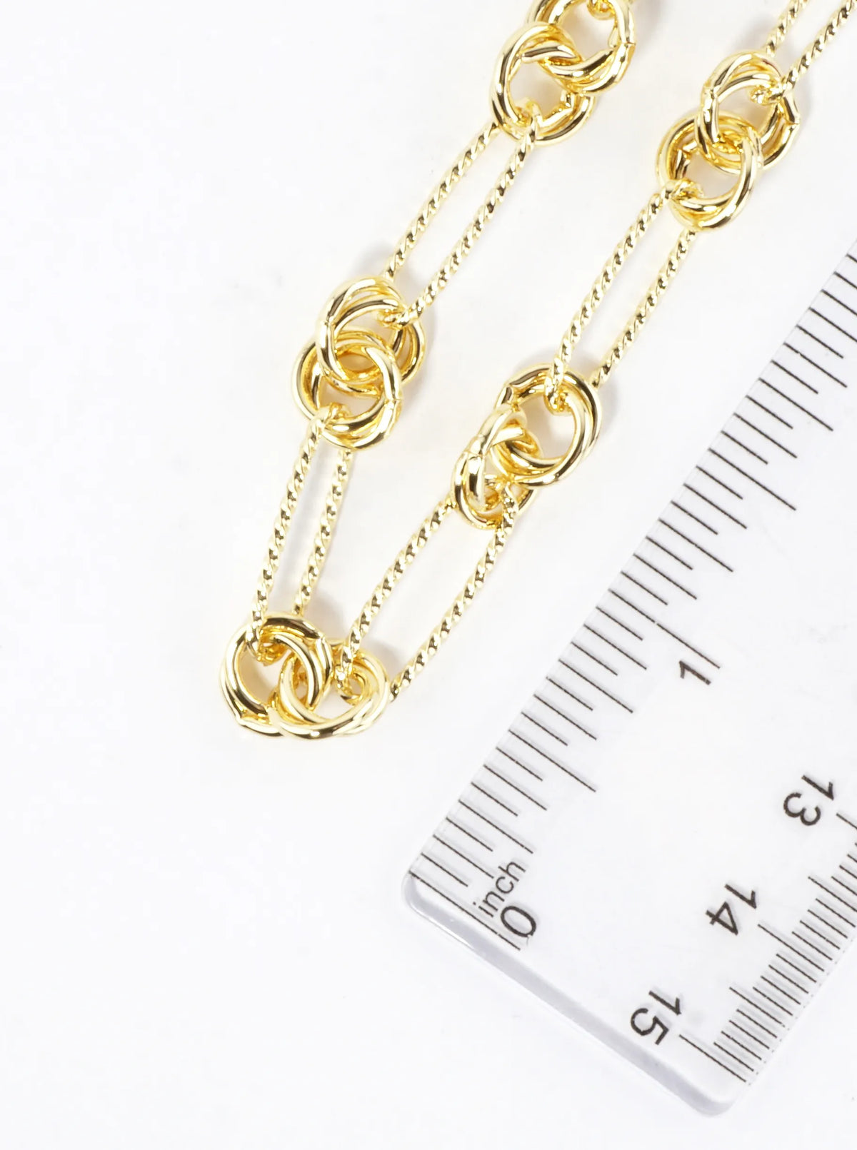 16 Inch Textured Brass Love Knot Chain Necklace