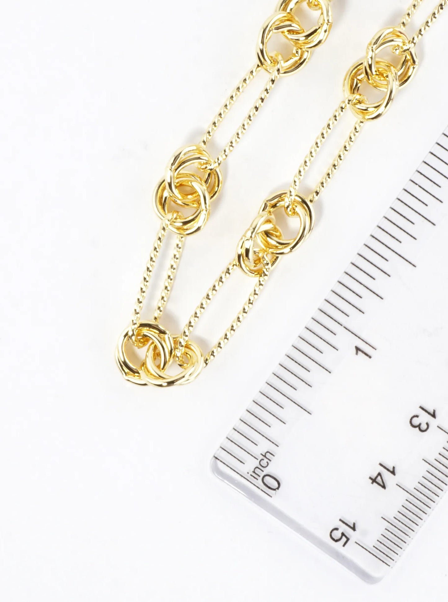 16 Inch Textured Brass Love Knot Chain Necklace