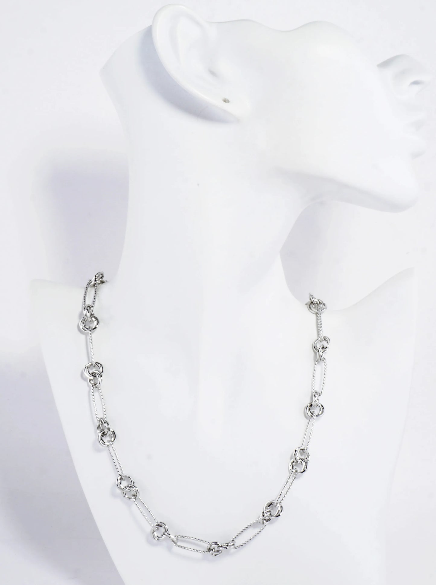 16 Inch Textured Brass Love Knot Chain Necklace