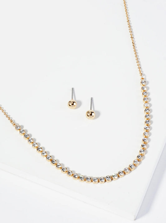 16 Inch Chain Necklace With Crystal Accents