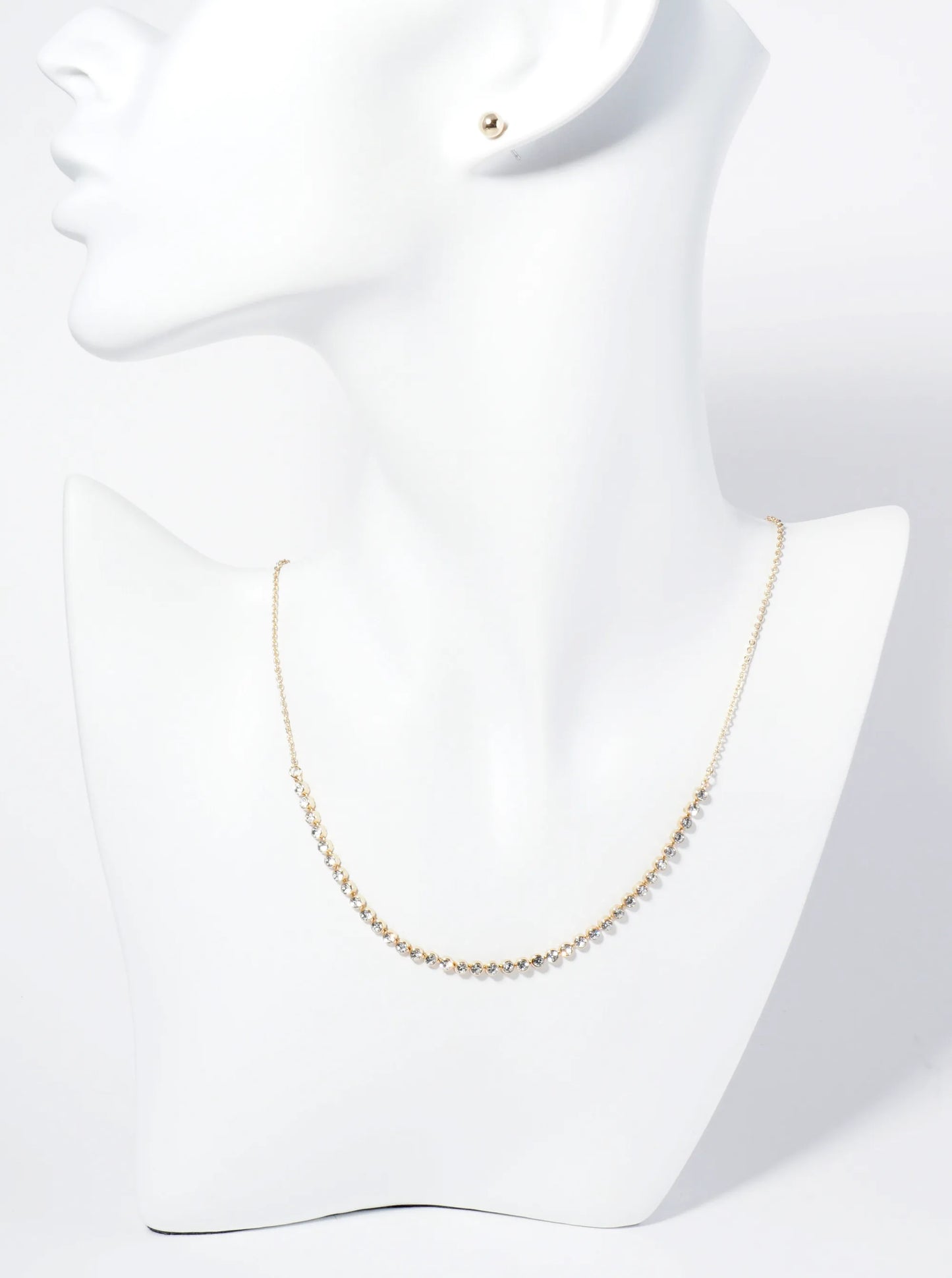 16 Inch Chain Necklace With Crystal Accents