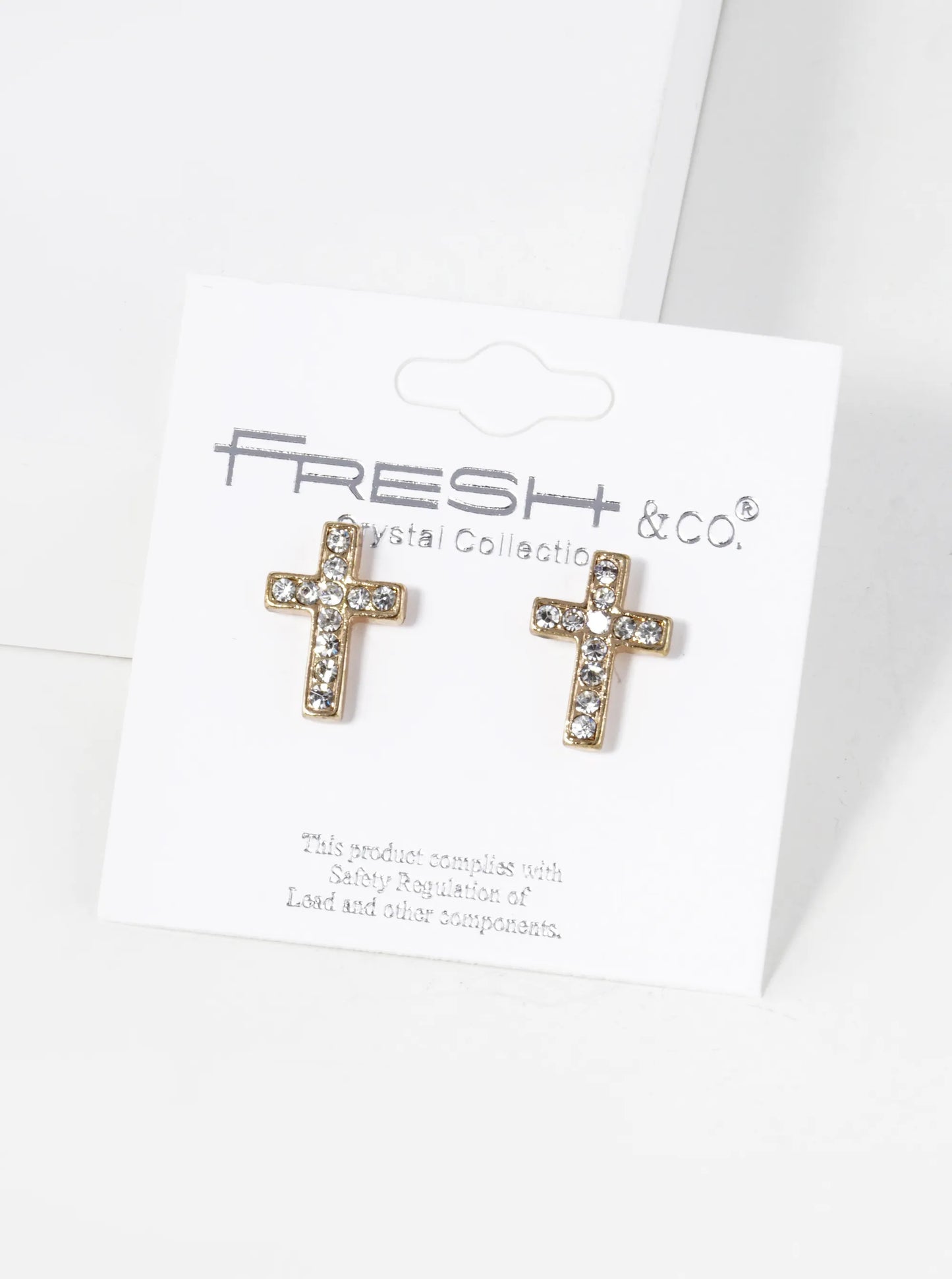 16mm Crystal Pave Cross Stud Earrings