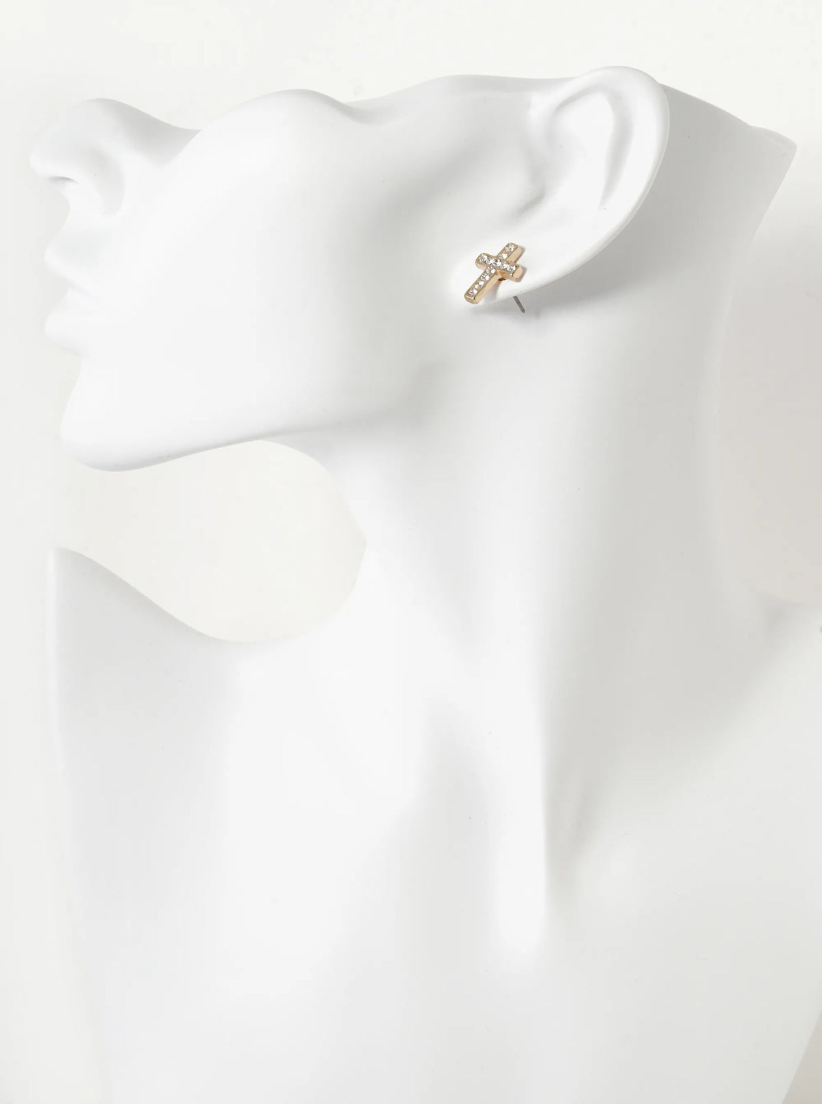 16mm Crystal Pave Cross Stud Earrings