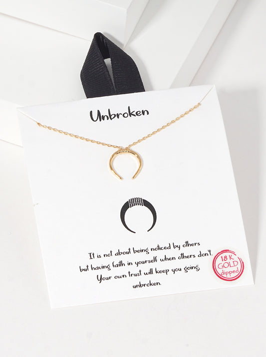 Rhodium Dipped Crescent Horn Pendant Delicate Necklace Gold-Crystal