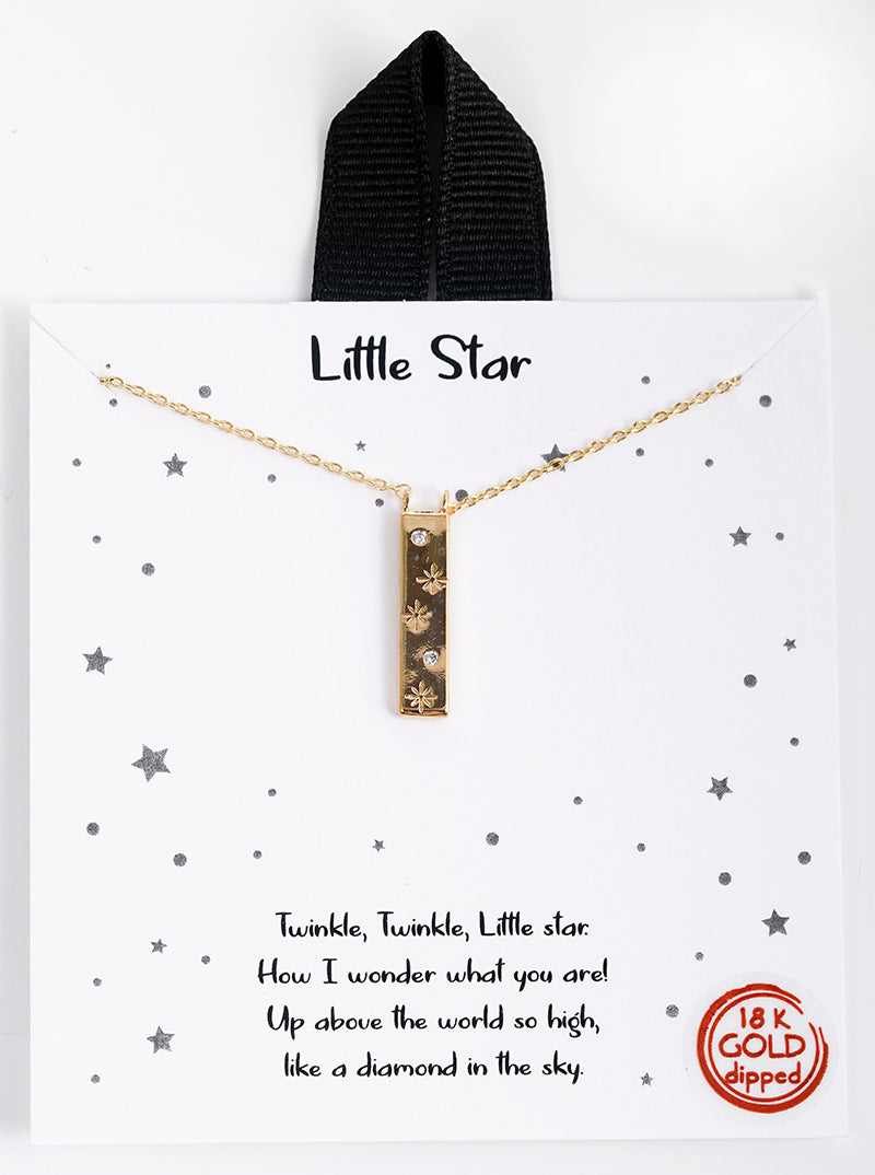 Little Star Wording Gold Dipped Delicate Pendant Necklace Gold
