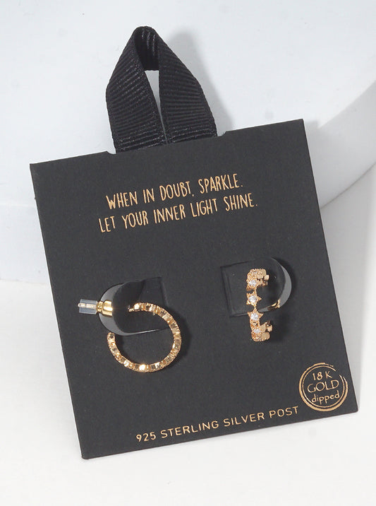 13mm Rhodium Dipped Cubic Zirconia Star Hoop Earrings Gold-Crystal