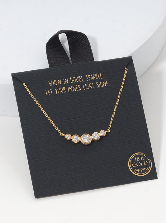Rhodium Dipped Cubic Zirconia Curved Delicate Necklace Gold-Crystal