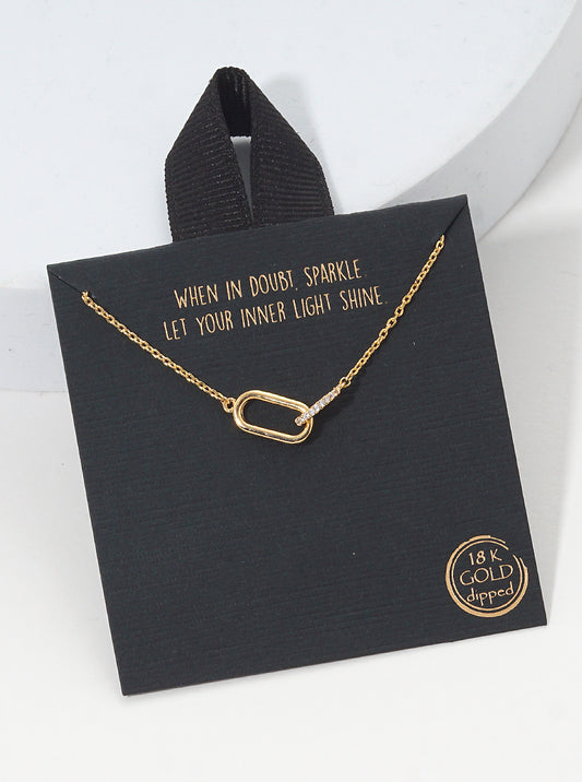 Rhodium Dipped Cubic Zirconia Pave Linked Chain Pendant Delicate Necklace Gold-Crystal