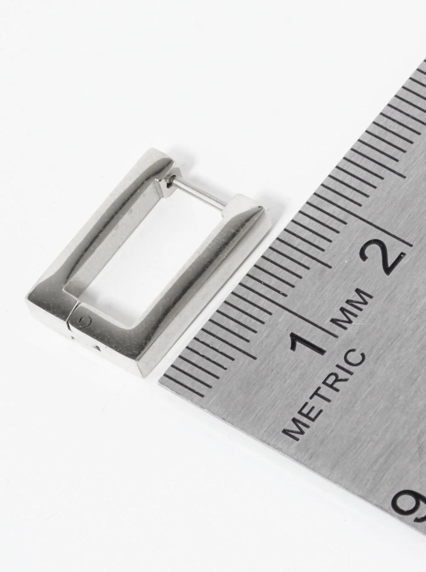 17mm Rectangle Shape Stainless Steel Huggie Hoop Earrings