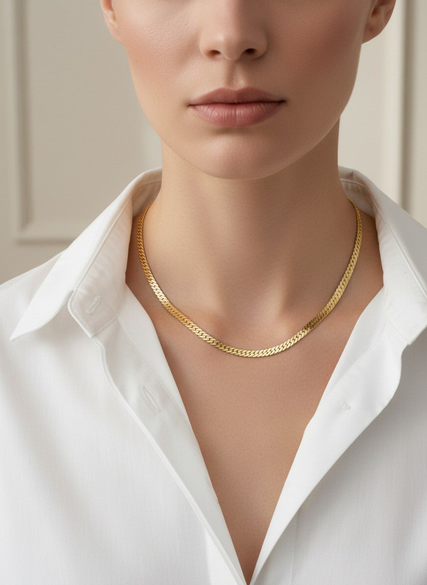 18 Inch Classic Herringbone Chain Necklace