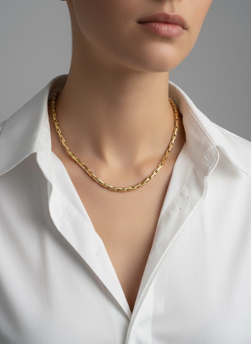 18 Inch Elegant Polished Brass Chain Necklace